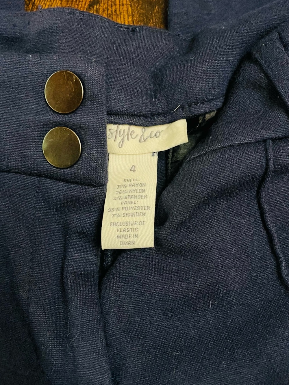 Style & Co. Dark Blue High-Waist Button Pants